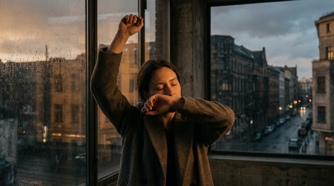 Nischen-Parfum testen: Duft am Handgelenk riechen, urbanes Berlin im Hintergrund