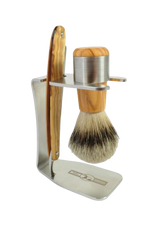 Golddachs Rasierset Olivenholz & Edelstahl