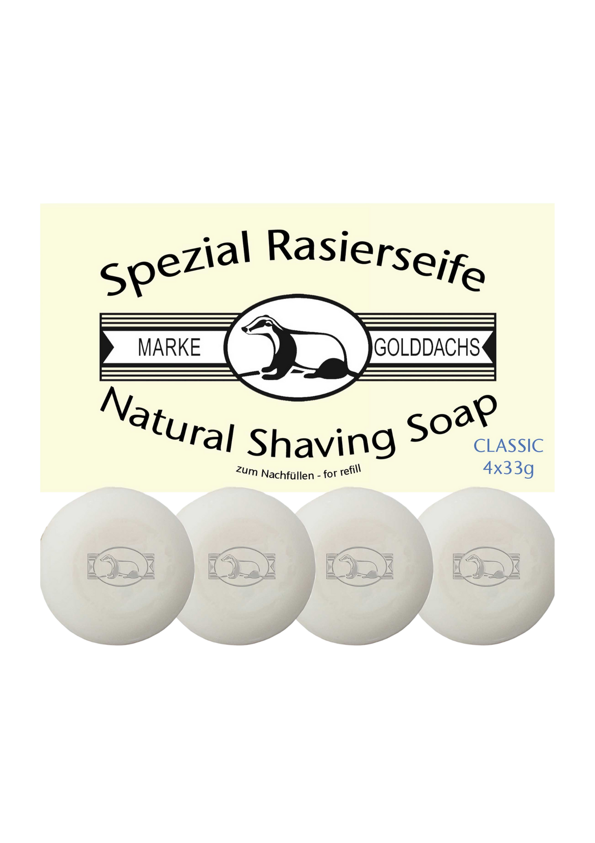 Golddachs Rasierseife Classic Refill (4×33)