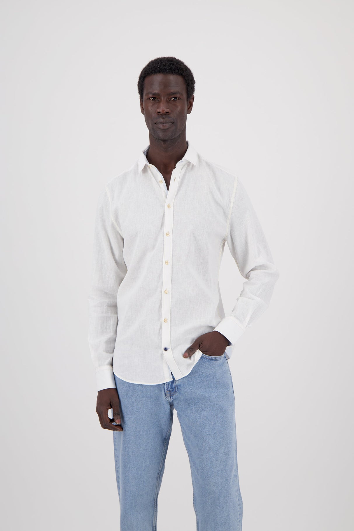 Hemd Leinen Blend - White von Colours & Sons - Hemd
