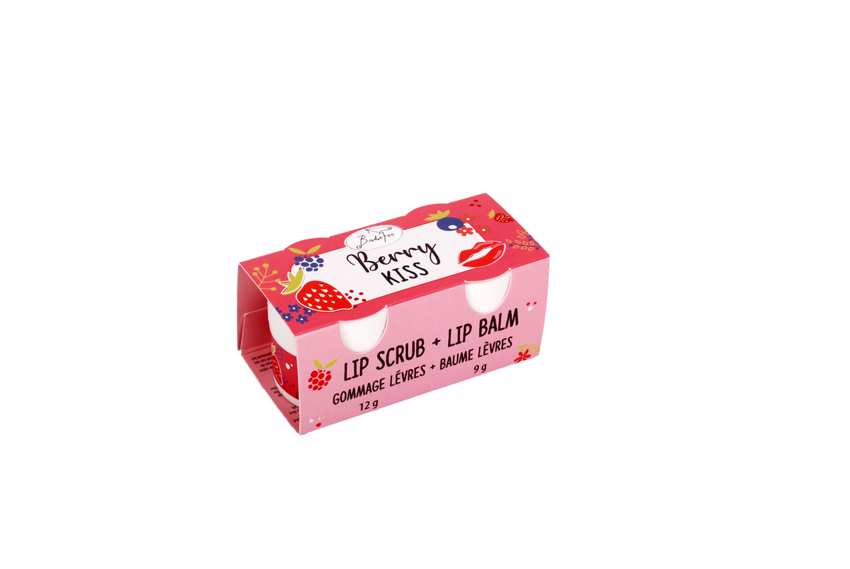 Badefee Lippenpflege Duo Berry Kiss  Peeling & Balsam mit Bienenwachs & Beerenduft, mikroplastikfrei